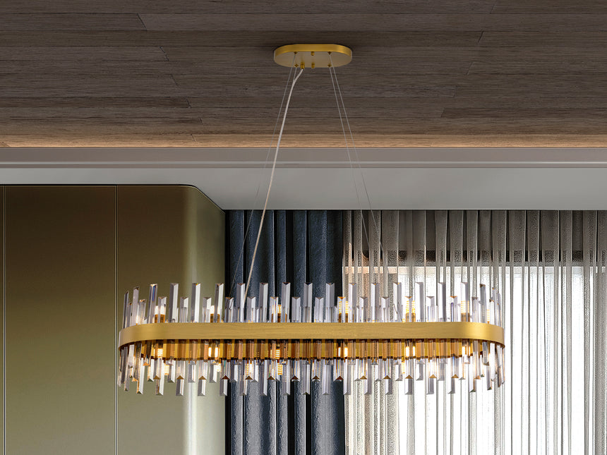 Lámpara de techo colgante oval Schuller Grace 28 luces oro 364874