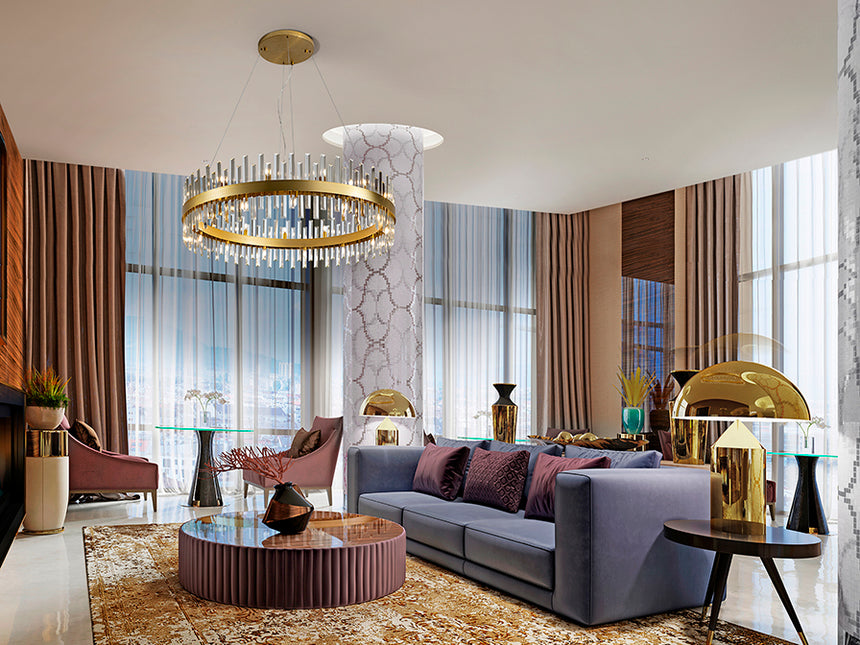 Schuller Grace Lámpara de techo colgante 26 luces oro 110cm 364928