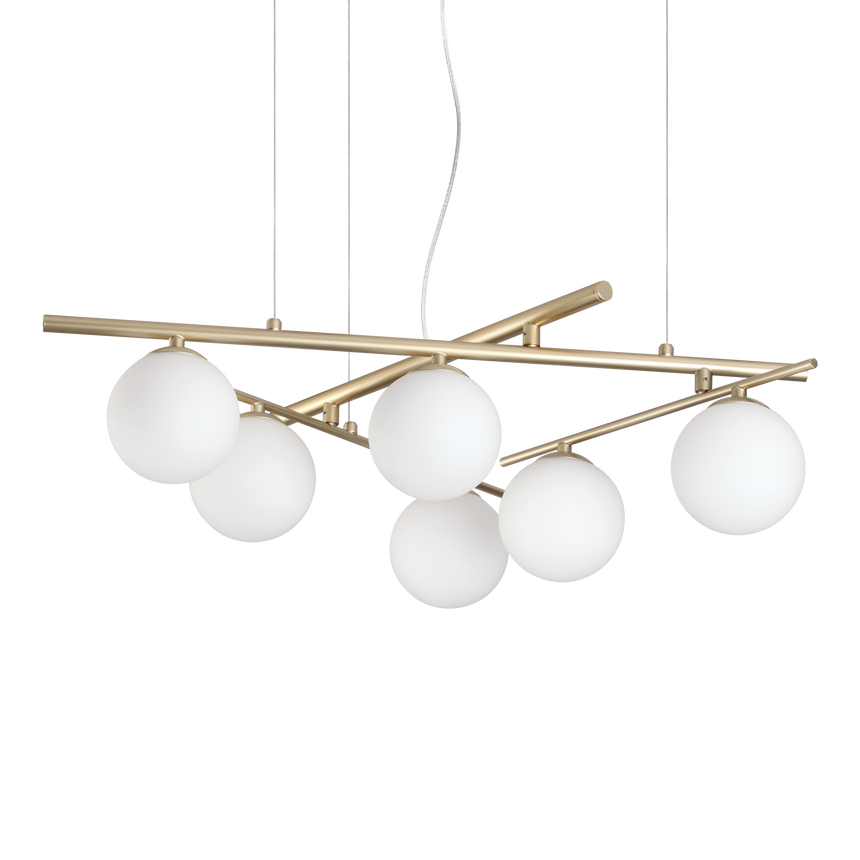 Lámpara colgante Ideal Lux Atlas dorado cristal 6 luces 24W Ø80cm 365121