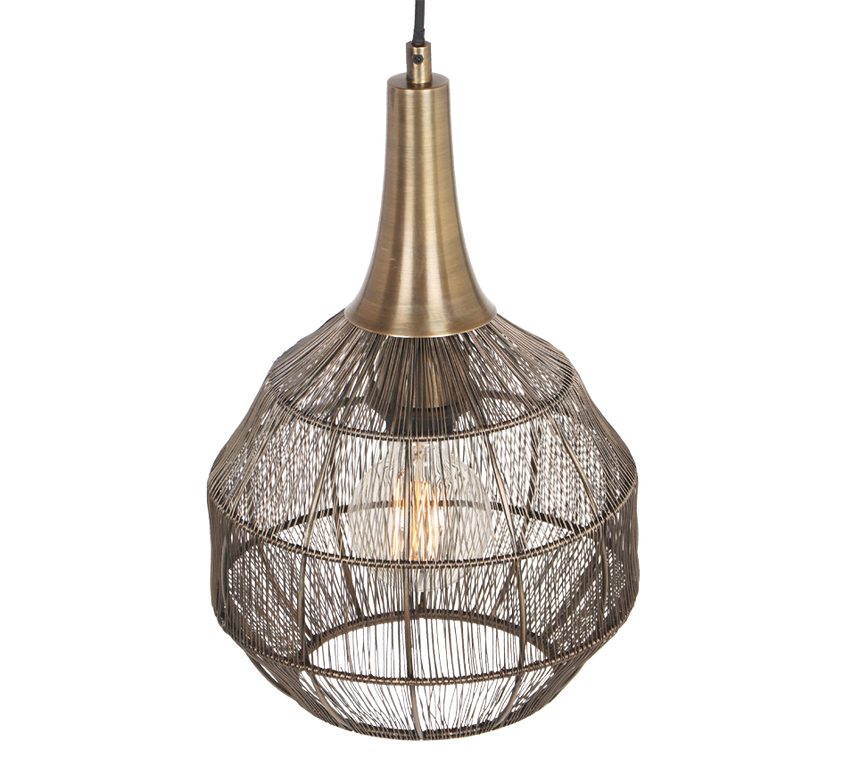 Lámpara de techo colgante Trio Soraya LED latón antiguo 3000K 150cm 365430104