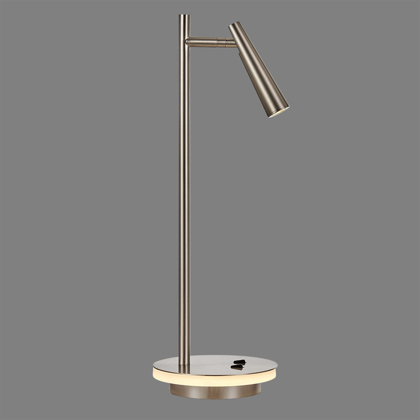 ACB Panau Table Lamp 3660 Satin Nickel, LED 6W 3000K 540lm + 3W 3000K 285lm, CRI90 I, integrated LED, Two switches, Adjustable S36600NS