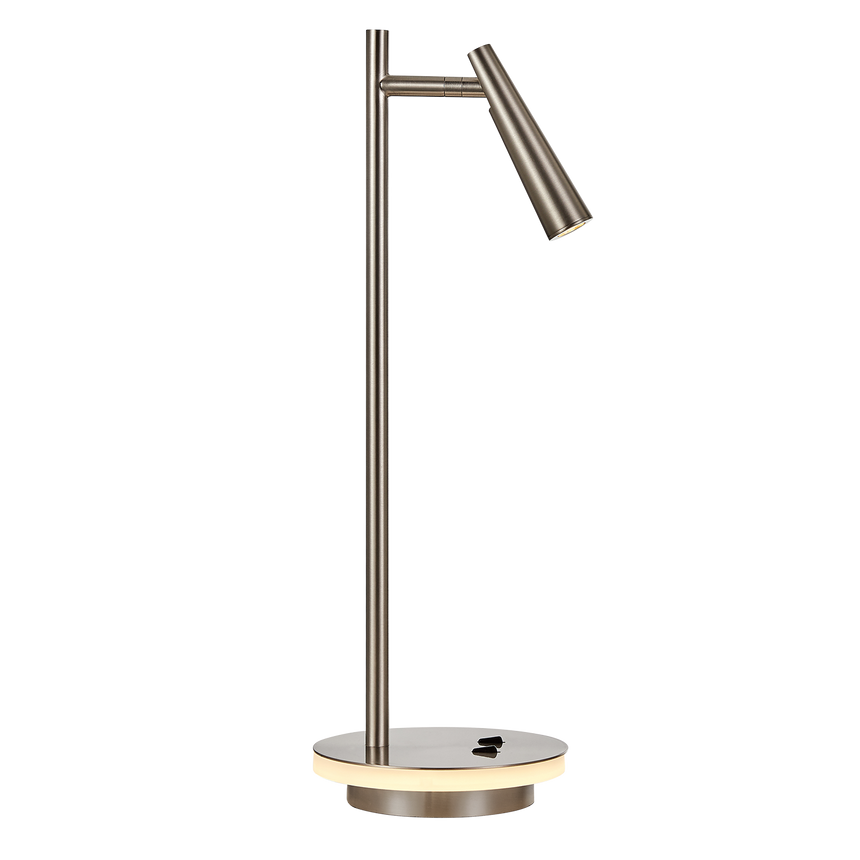 ACB Panau Table Lamp 3660 Satin Nickel, LED 6W 3000K 540lm + 3W 3000K 285lm, CRI90 I, integrated LED, Two switches, Adjustable S36600NS