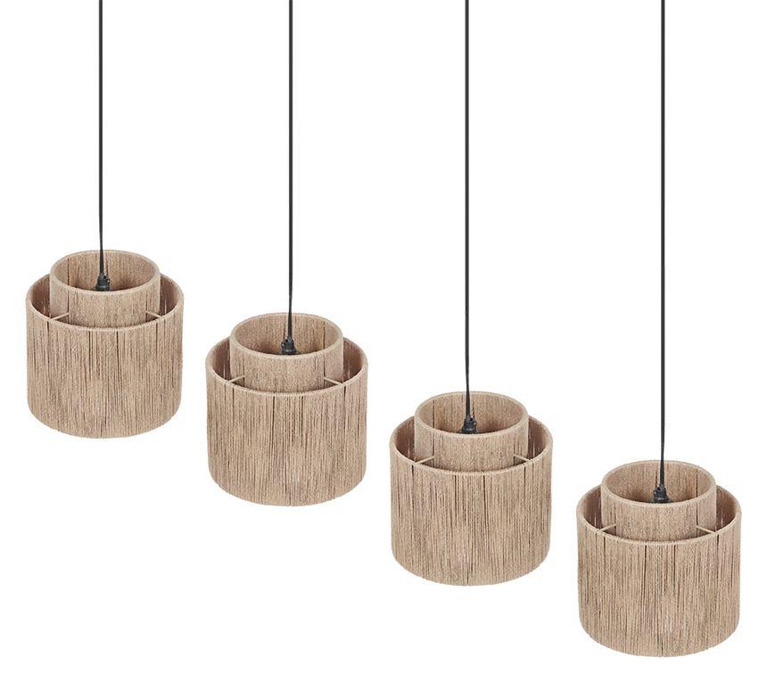 Lámpara de techo colgante Trio Smilla 4 luces negro mate 150cm 366800436 - vista 4