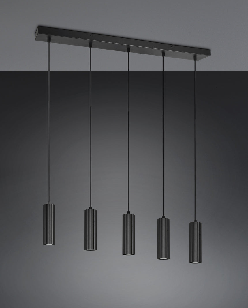Lámpara colgante Soka Trio 5 luces GU10 Ø5cm negro mate — ref. 367700532 (5)