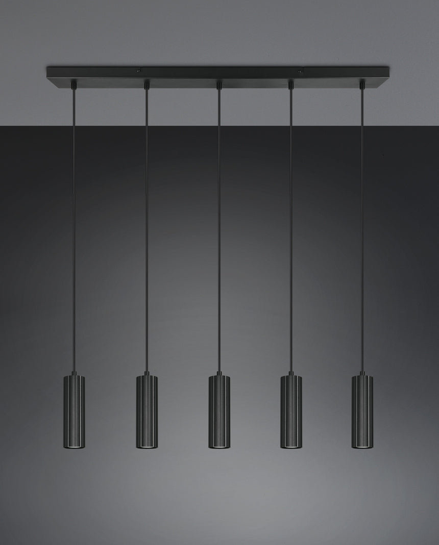 Lámpara colgante Soka Trio 5 luces GU10 Ø5cm negro mate — ref. 367700532 (6)
