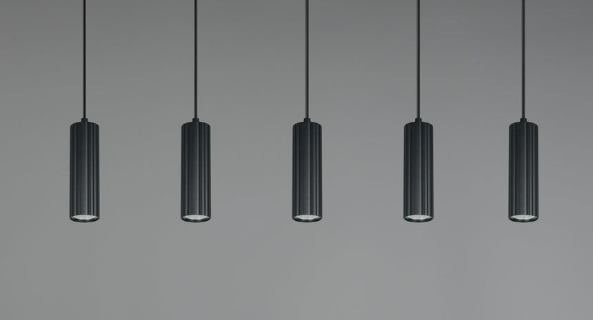 Lámpara colgante Soka Trio 5 luces GU10 Ø5cm negro mate — ref. 367700532 (7)