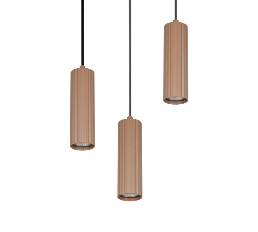 Lámpara de techo colgante Trio Soka LED marrón café 3000K 150cm 367730365