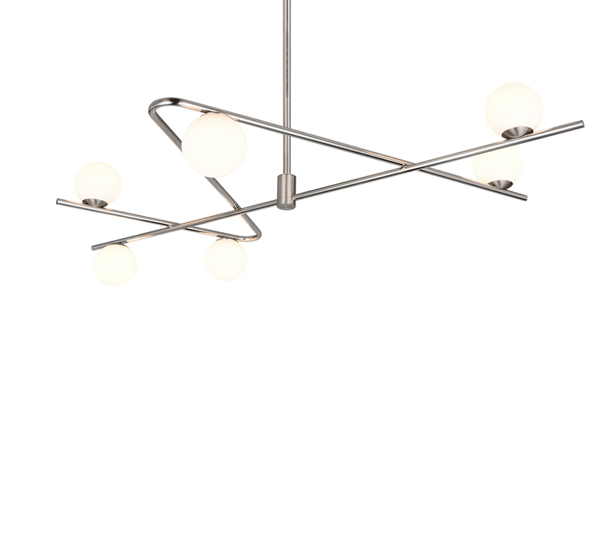 Lámpara de techo colgante Trio Flaming LED níquel mate 3000K 195cm 368900607