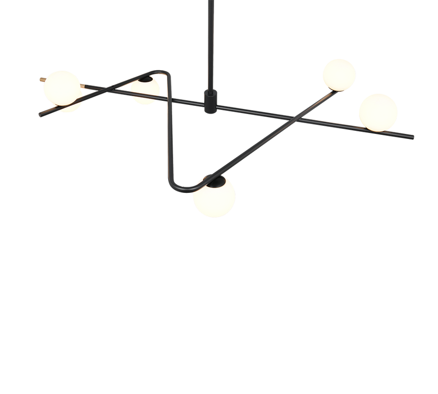 Lámpara de techo colgante Trio Flaming LED negro y dorado 3000K 195cm 368900680