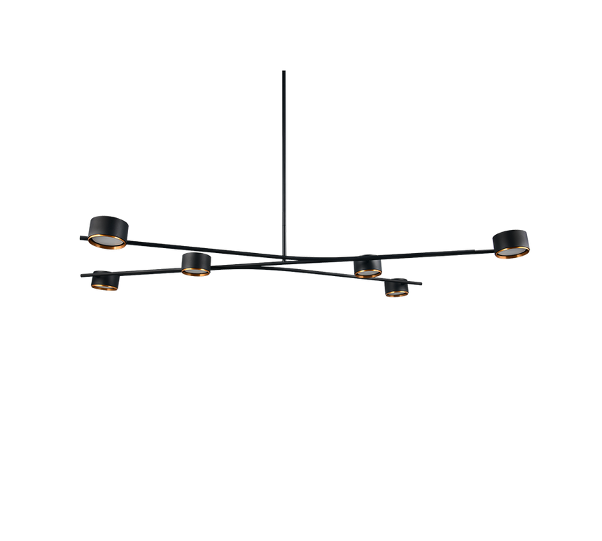 Lámpara de techo colgante Trio Coda LED negro y dorado 2700K 180cm 369000680