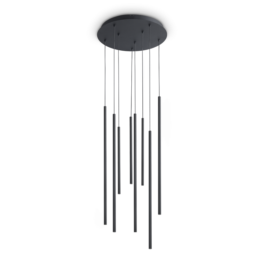 Lámpara colgante Ideal Lux Look negro cristal LED 8 luces 16W 3000K Ø45cm 371177