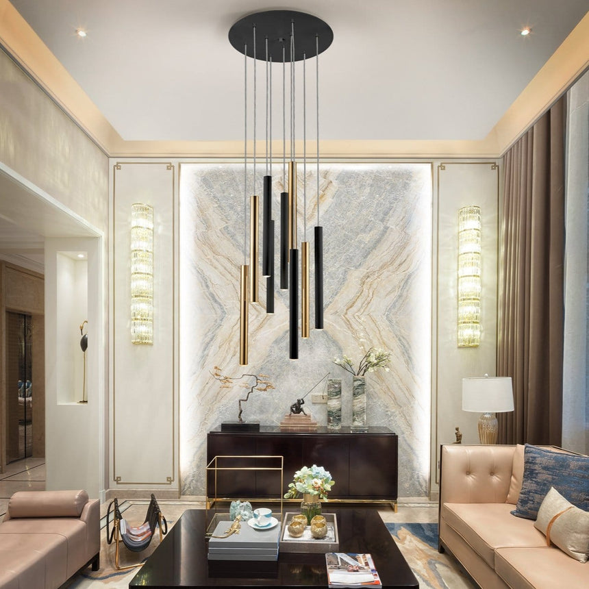 Schuller Varas Lámpara de techo colgante oro/negro 9 luces 373272