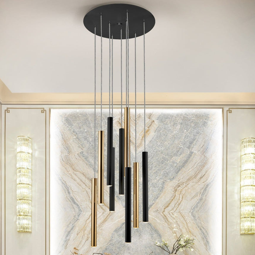 Schuller Varas Lámpara de techo colgante oro/negro 9 luces 373272