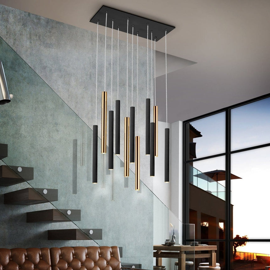 Schuller Varas Lámpara de techo colgante oro y negro 11 luces 373357