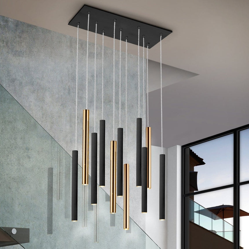 Schuller Varas Lámpara de techo colgante oro y negro 11 luces 373357