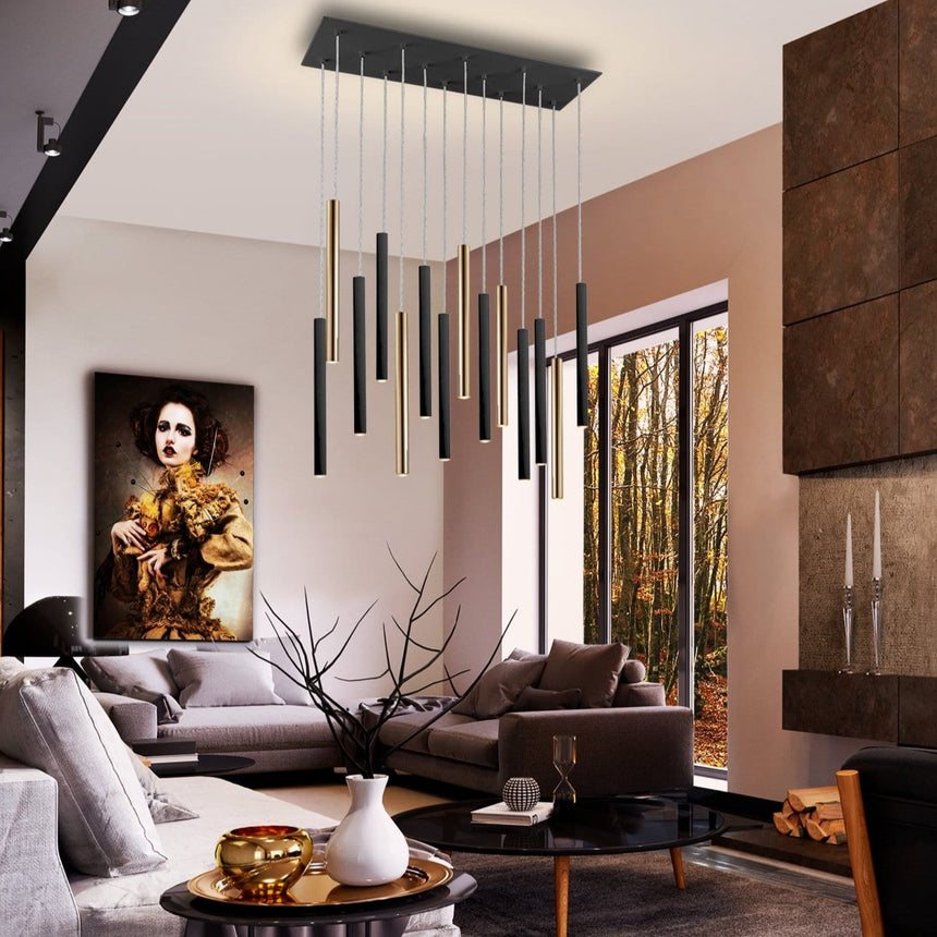 Schuller Varas Lámpara de techo colgante oro/negro 14l 373425