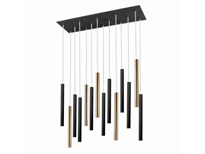 Schuller Varas Lámpara de techo colgante 14 luces oro y negro dimable 373425D