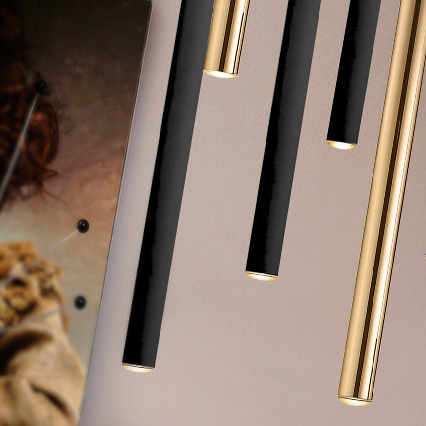 Schuller Varas Lámpara de techo colgante 14 luces oro y negro dimable 373425D