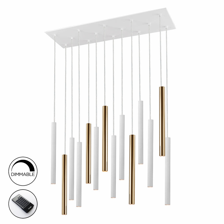 Lámpara de techo colgante Schuller Varas oro brillo y blanco regulable con mando 373437D - imagen 4