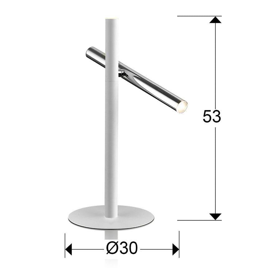 Medidas y dimensiones - Lámpara de sobremesa Schuller Varas LED 2 luces cromo y blanco 3000K 53cm 373581