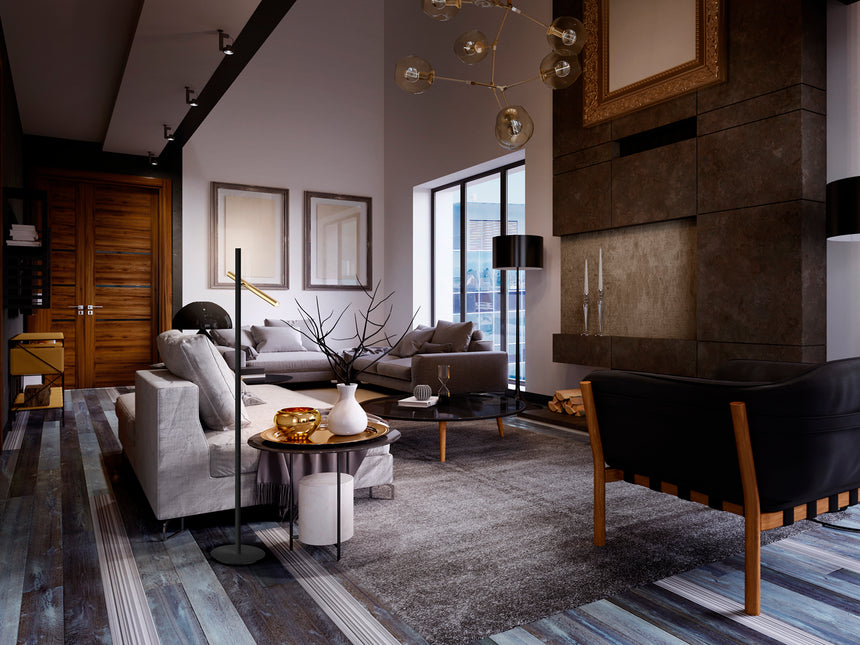 Lámpara de pie de salón Schuller Varas LED 2 luces negr