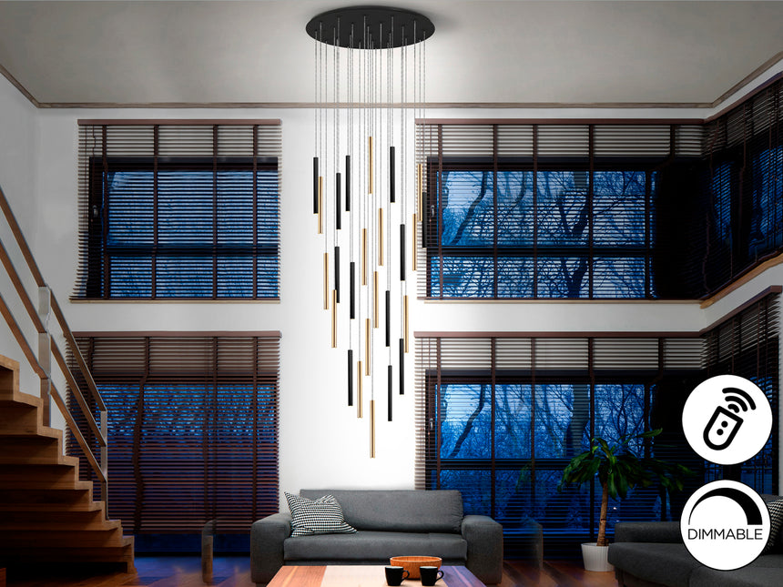 Lámpara de techo colgante Schuller Varas negro y oro br