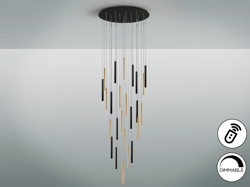 Lámpara de techo colgante Schuller Varas negro y oro br - ambiente