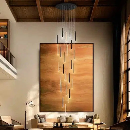 Schuller Varas Lámpara de techo colgante grande 5m altura oro/negro 25 luces 373968G