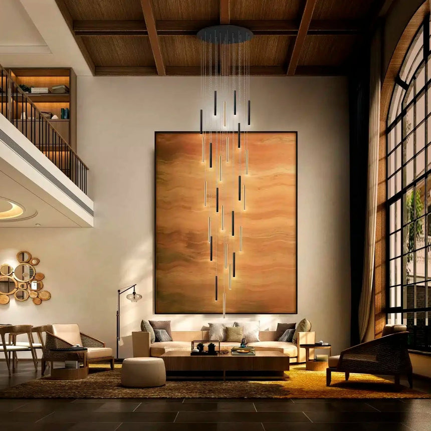 Schuller Varas Lámpara de techo colgante grande 5m altura oro/negro 25 luces 373968G