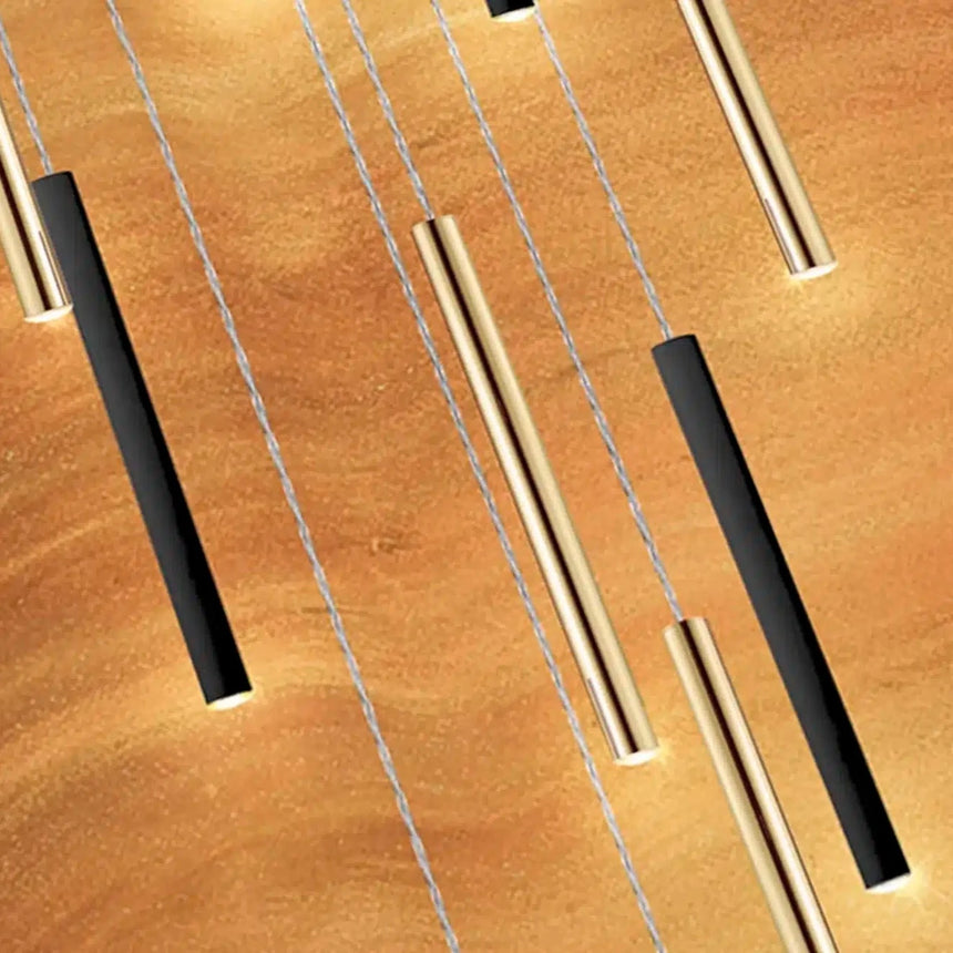 Schuller Varas Lámpara de techo colgante grande 5m altura oro/negro 25 luces 373968G