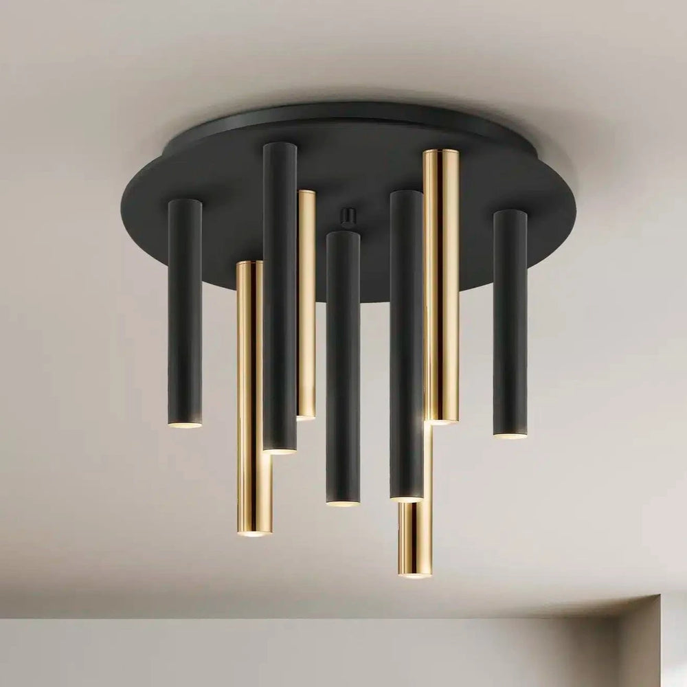 Schuller Varas Gold and Black Ceiling Light, 9 Lights, 374088