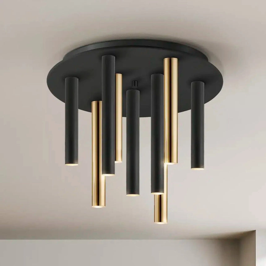 Schuller Varas Gold and Black Ceiling Light, 9 Lights, 374088