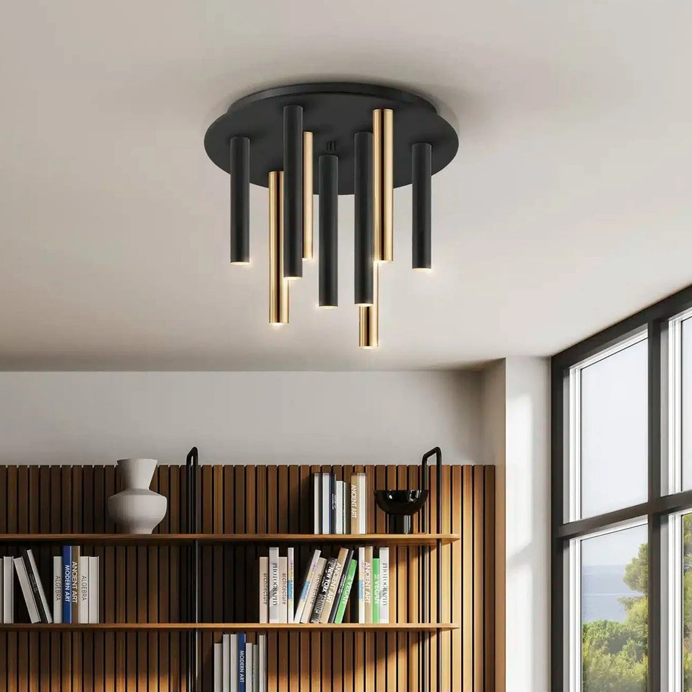 Schuller Varas Gold and Black Ceiling Light, 9 Lights, 374088