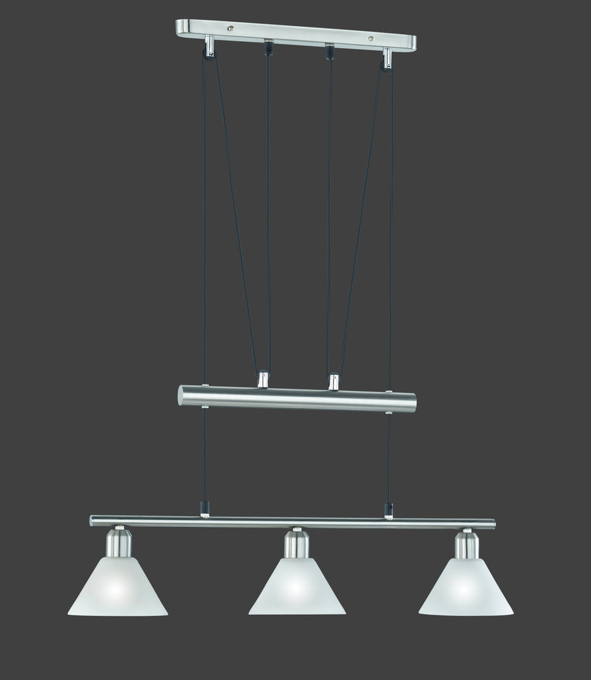 Lámpara de techo colgante Trio Stamina LED níquel mate 2700K 180cm 3751031-07