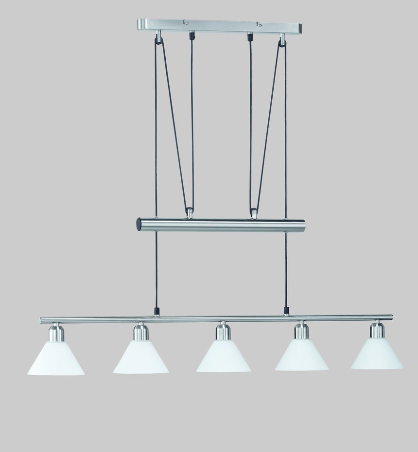 Lámpara de techo colgante Trio Stamina LED níquel mate 2700K 180cm 3751051-07