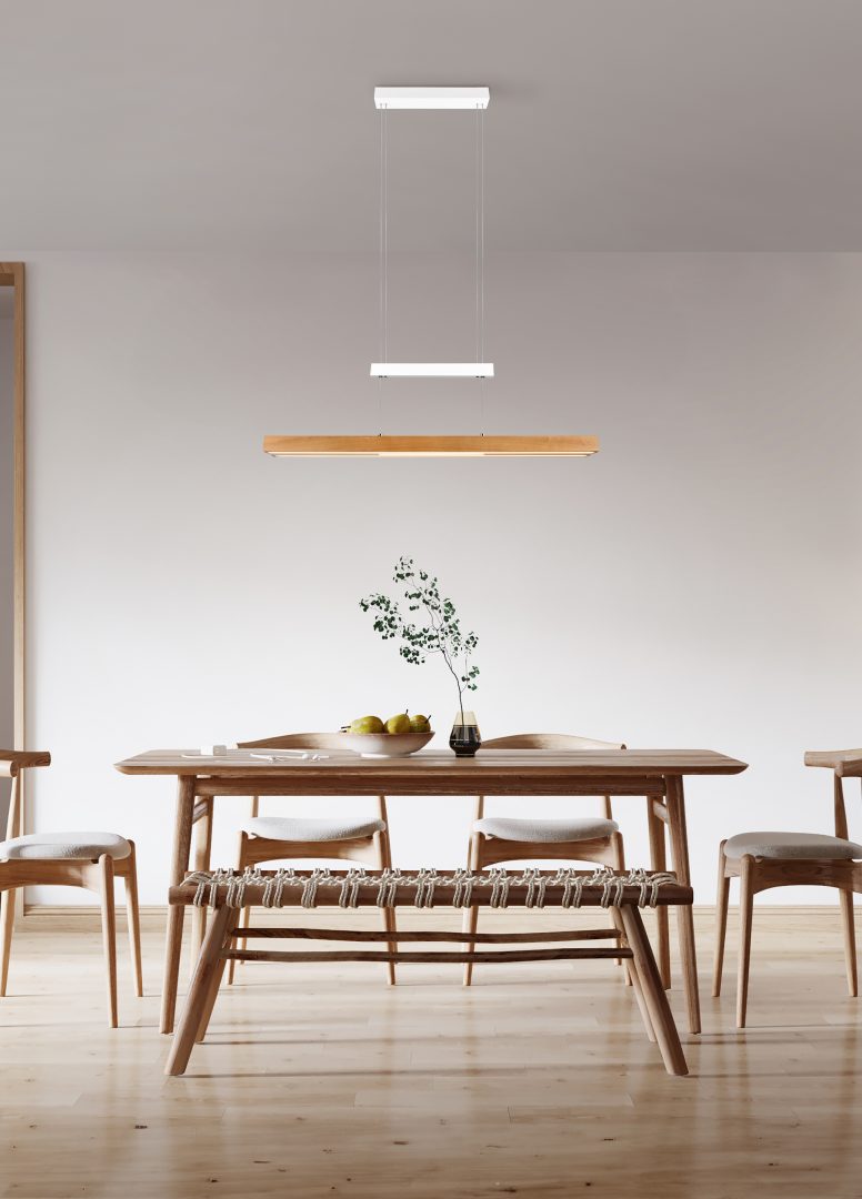 Lámpara de techo colgante Trio Trajan LED blanco mate táctil CCT 150cm 375390531