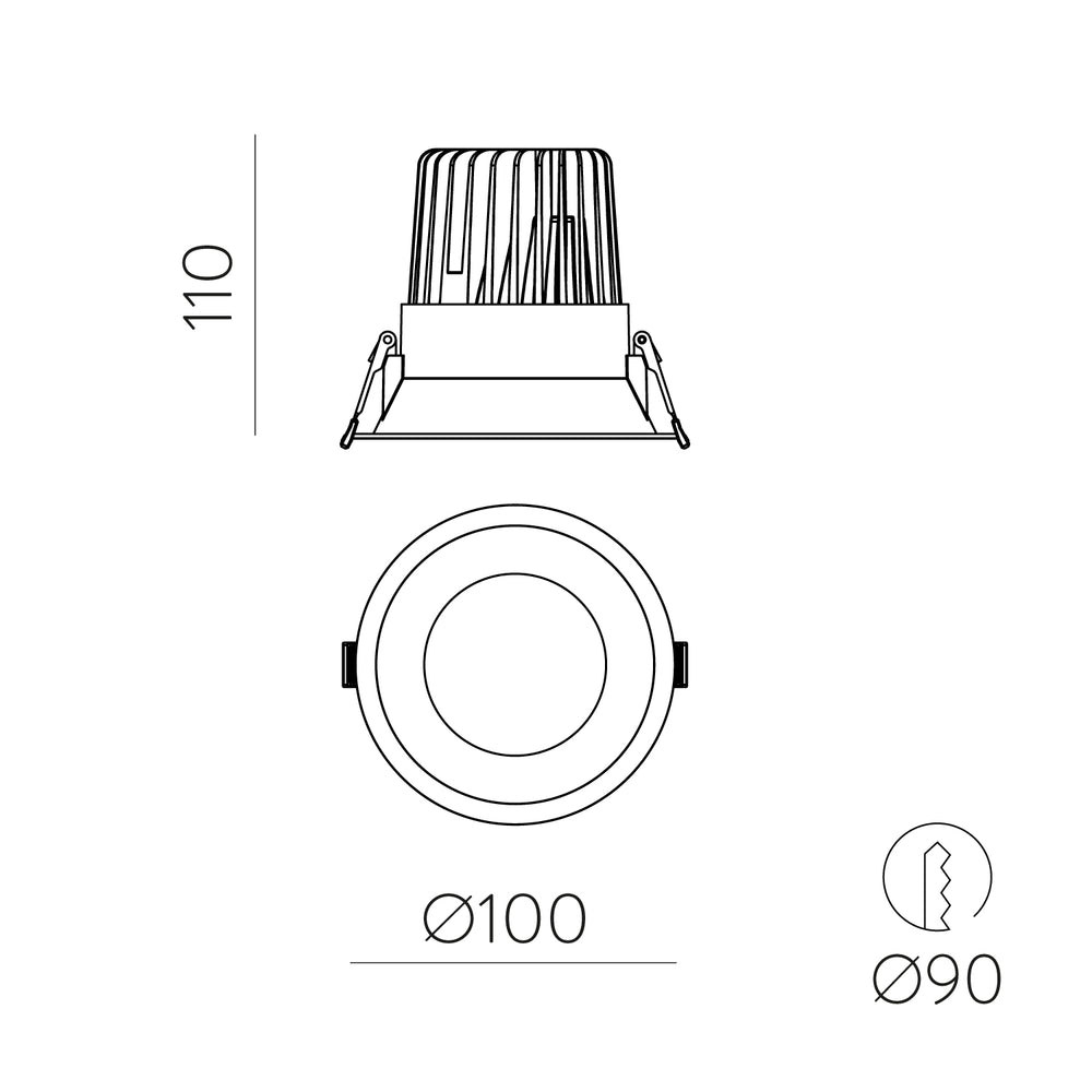 ACB Kidal Recessed 3771/10 Textured Black, 13W 4000K 1370lm COB LED, CRI90 I IP44/IP20, Integrated LED E377111N