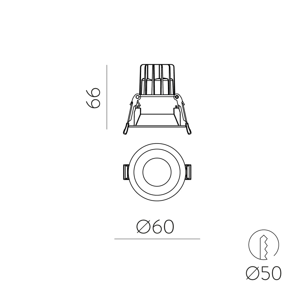ACB Kidal Recessed 3771/6 Textured Black, 5W 4000K 580lm COB LED, CRI90 I IP44/IP20, Integrated LED E3771210N