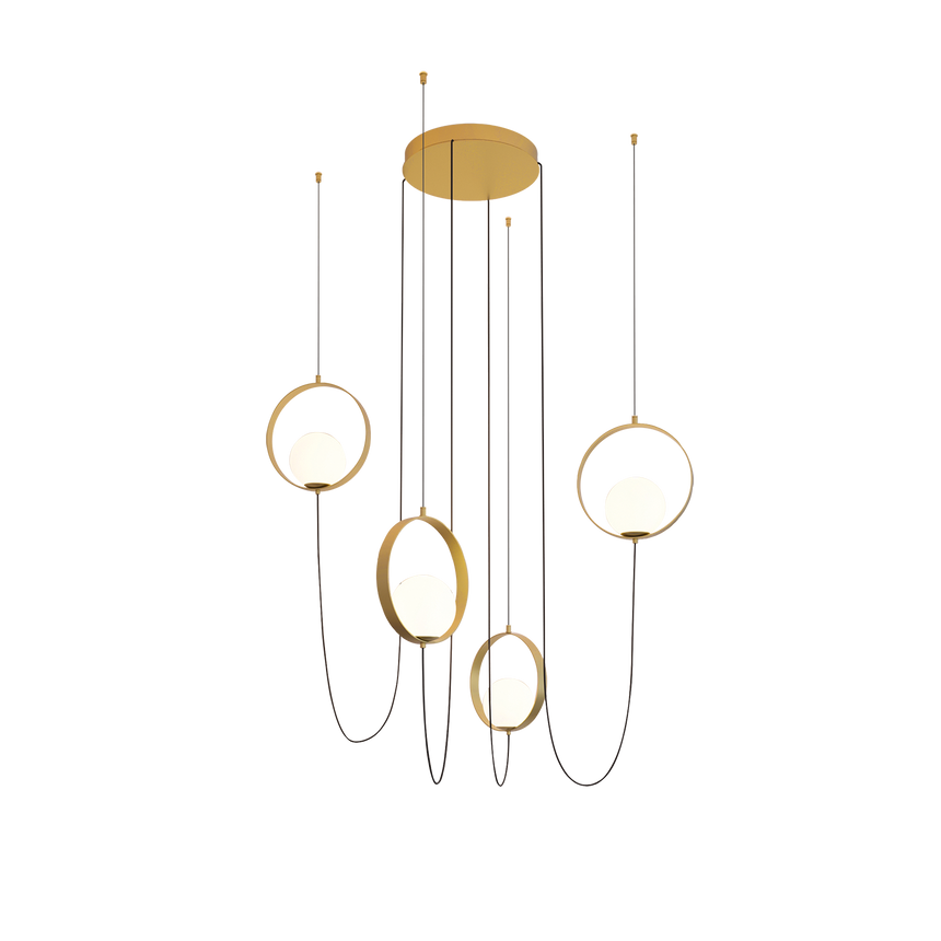 ACB Halo Pendant Light 3815/4 Technical Gold/Opal LED 4x LED Slide Switch C3815471O