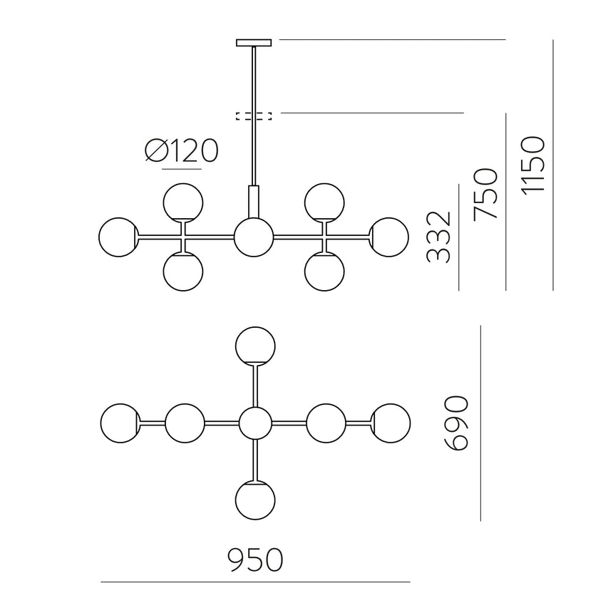 ACB Doris lámpara techo colgante oro viejo/opal LED G9 8x C382082O
