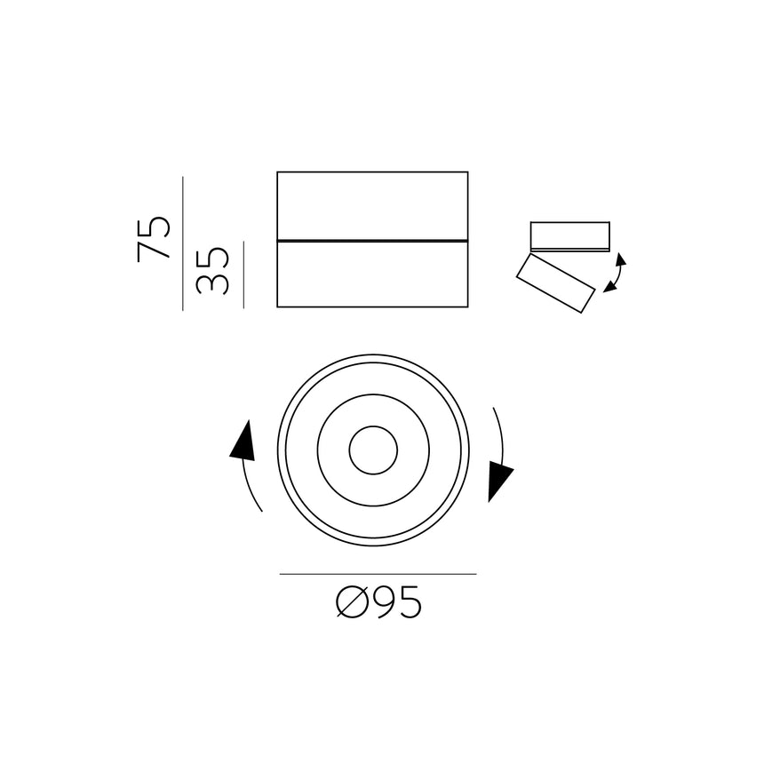 ACB Mako Plafón LED 20W 3000K orientable blanco texturado P384310B