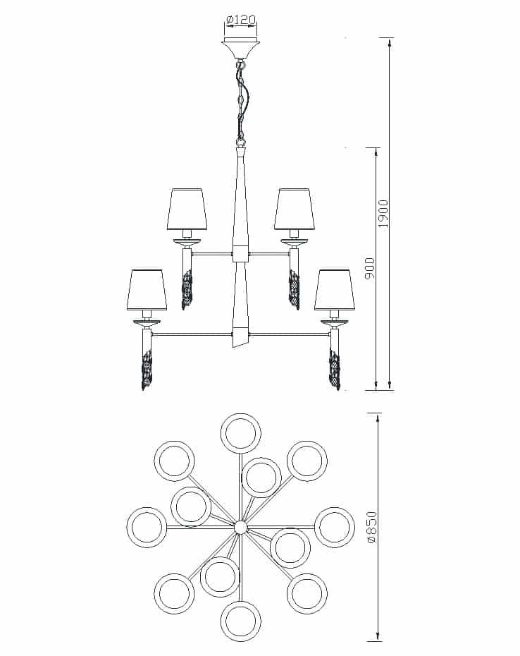 Mantra Tiffany cromo Lámpara de techo colgante blanca tela 3850