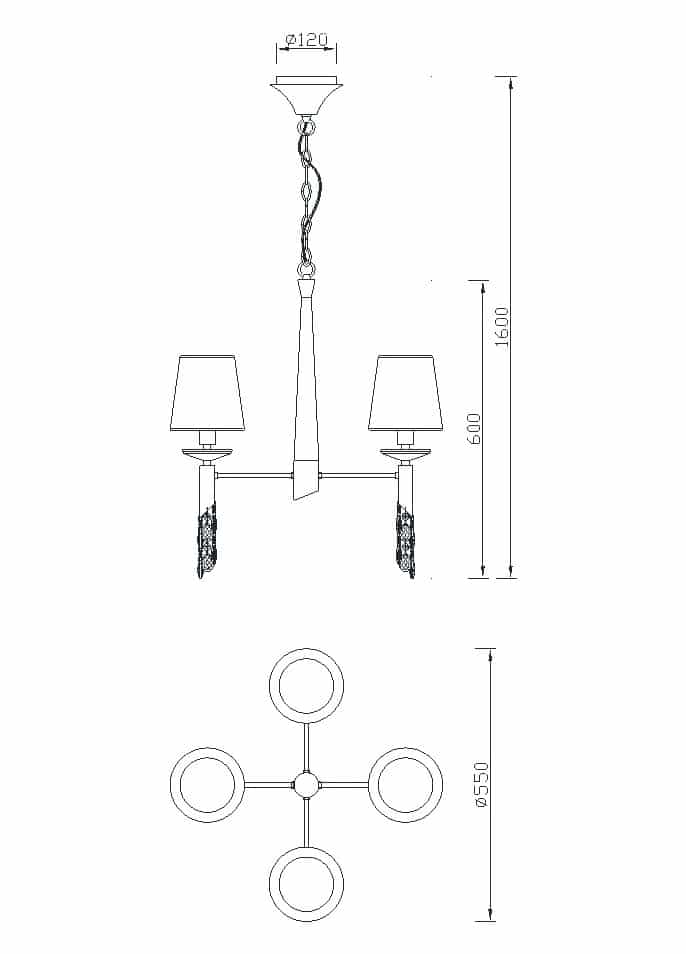 Mantra Tiffany Chrome Pendant Ceiling Lamp White Fabric 3852