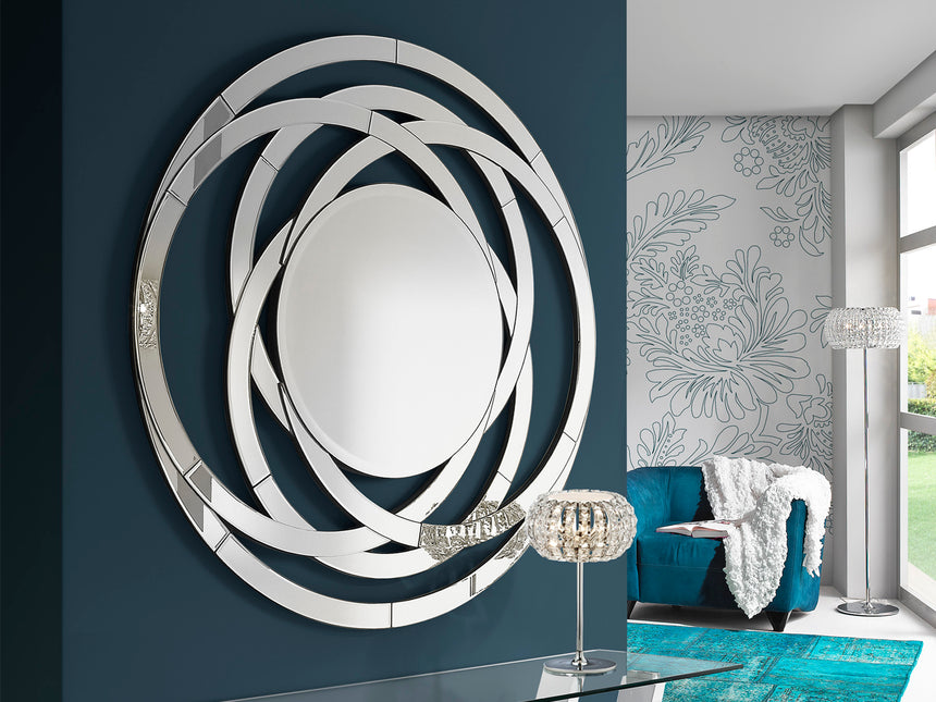 Espejo Schuller Aros plata y negro con mando 120x120cm - vista 2