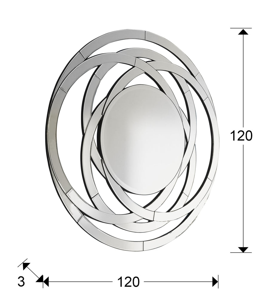 Medidas y dimensiones - Espejo Schuller Aros plata y negro con mando 120x120cm 385314