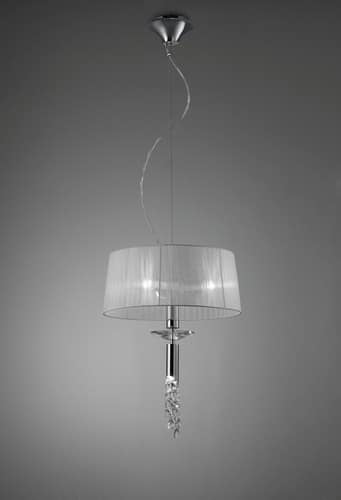 Mantra Tiffany Cromo Lámpara de techo colgante blanca tela 3858