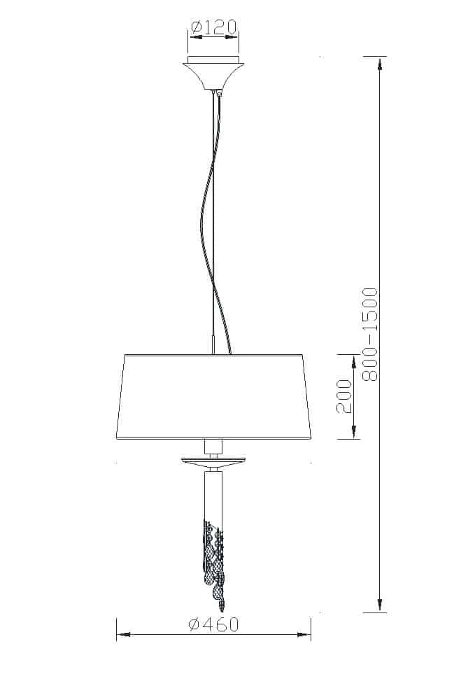 Plano de medidas - Mantra Tiffany Lámpara de techo colgante cromo Ø46cm 3858