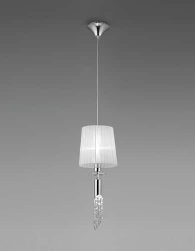 Mantra Tiffany Cromo Lámpara de techo colgante blanca tela 3861