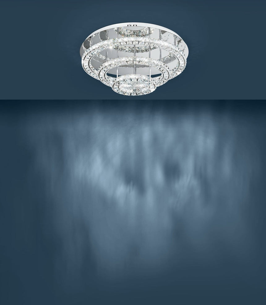 EGLO Toneria Plafón LED 2 luces acero inoxidable cristal cromo claro 39002