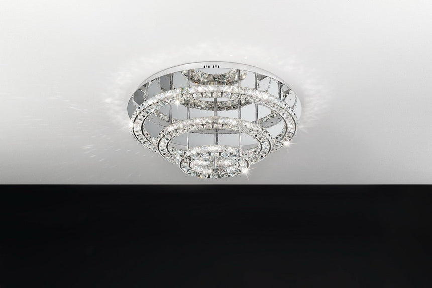 EGLO Toneria Plafón LED 2 luces acero inoxidable cristal cromo claro 39002